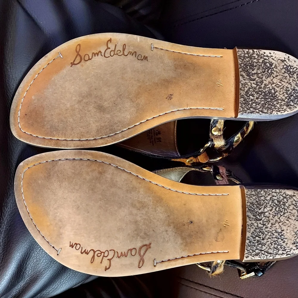 Sam EDELMAN Leopard Print CALF HAIR Sandals - Picture 2 of 3